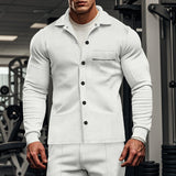 Autumn Casual Men's Twill Lapel Long-Sleeved Jacket Single-Breasted Solid Color Slim Jacket