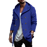 men’s fashion Autumn Men's Trench Coat Mid-Length Lapel Hooded Composite Space Cotton Double-Breasted Casual Trench Coat