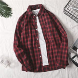 men fall outfits casual Colorful Plaid Couple Plaid Shirt Coat Long-Sleeved Shirt Youth Korean Casual Student Handsome Men's Shirt