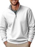 Men's Sweater Casual Zipper Stand Collar Thickened Fleece-lined Solid Color Men's Sweater