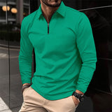 Fashion Men's Waffle Long Sleeve Polo Shirt