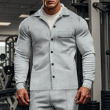 Autumn Casual Men's Twill Lapel Long-Sleeved Jacket Single-Breasted Solid Color Slim Jacket