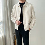 2000s fashion Spring and Autumn Men's Casual Apricot Lapel Workwear Jacket Slim Korean Style Trendy Short Profile Jacket