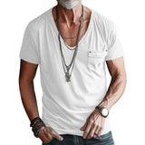 Retro Men's Short-Sleeved T-shirt Solid Color plus Size Casual Short-Sleeved T-shirt