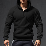 Long Sleeve Sweater Men's Casual Pullover Hooded Half Zipper Color Matching 250G Fleece-lined Sweater Men