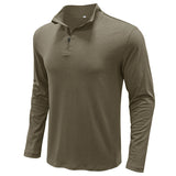 Autumn and Winter Men's Long-Sleeved T-shirt Men's Stand Collar Pullover Zipper Polo Shirt