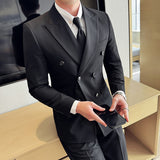 men’s fashion New Style Lapel Collar Dark Striped Business Casual Suit Suit Men's Wedding Dress Beaded Line Suit Two-Piece Suit