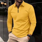 Fashion Men's Waffle Long Sleeve Polo Shirt