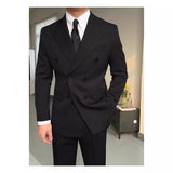 Riolio men’s fashion Spring Double-Breasted Lapel Suit Suit Business Wedding Banquet Solid Color Suit Naples High Sense Men