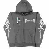 mens hoodies New Gothic Style Skull Cross Printed Dark Cardigan Sweater American Hoodie Oversize Coat