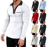 Men's plus Size Half Zipper Long-Sleeved T-shirt Men's Autumn and Winter Quick-Drying Polo Shirt