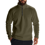 Autumn and Winter Men's Polar Fleece Half Zipper Stand Collar Long Sleeve Solid Color Sweater Size