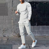 Men's Suit Spring and Autumn Loose round Neck Long Sleeve T Pants Two-Piece Casual Men's Sportswear