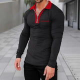 Men's plus Size Half Zipper Long-Sleeved T-shirt Men's Autumn and Winter Quick-Drying Polo Shirt