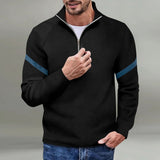 Stand Collar Zipper Sweater Men's Fried Street Stand Collar Top Characteristic Sleeve Striped Design Sweater