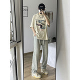 casual outfits Straight Jeans Men's Spring and Autumn Narrow American High Street Pants Men's Summer Trendy Loose Casual Trousers