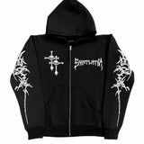 mens hoodies New Gothic Style Skull Cross Printed Dark Cardigan Sweater American Hoodie Oversize Coat