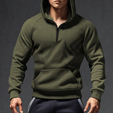 Long Sleeve Sweater Men's Casual Pullover Hooded Half Zipper Color Matching 250G Fleece-lined Sweater Men