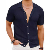 summer outfits men Men's Casual Knitted Cardigan Summer Cool Hollow Short Sleeve Men's Shirt Solid Color Men's Top