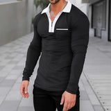 Men's plus Size Half Zipper Long-Sleeved T-shirt Men's Autumn and Winter Quick-Drying Polo Shirt