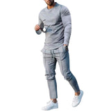 Men's Suit Spring and Autumn Loose round Neck Long Sleeve T Pants Two-Piece Casual Men's Sportswear