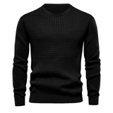 Men's Autumn and Winter Men's Sweater Thin Small Plaid Loose round Neck Casual Long Sleeve T-shirt Men