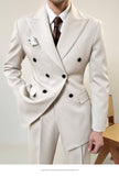 men’s fashion Spring Double-Breasted Lapel Suit Suit Business Wedding Banquet Solid Color Suit Naples High Sense Men