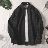 men fall outfits casual Colorful Plaid Couple Plaid Shirt Coat Long-Sleeved Shirt Youth Korean Casual Student Handsome Men's Shirt