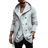 men’s fashion Autumn Men's Trench Coat Mid-Length Lapel Hooded Composite Space Cotton Double-Breasted Casual Trench Coat