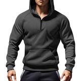 Long Sleeve Sweater Men's Casual Pullover Hooded Half Zipper Color Matching 250G Fleece-lined Sweater Men