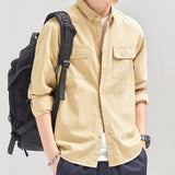 y2k outfits Shirt Men's Long-Sleeved Spring and Autumn Casual Loose Lapel Shirt plus Size Simple Coat Handsome Youth Top