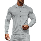 Autumn Casual Men's Twill Lapel Long-Sleeved Jacket Single-Breasted Solid Color Slim Jacket