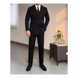 men’s fashion Spring Double-Breasted Lapel Suit Suit Business Wedding Banquet Solid Color Suit Naples High Sense Men