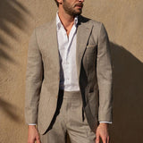 semi formal men outfit Men's Linen Suit Slim Jacket Casual Business Fashion Men's Suit