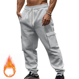 Autumn and Winter Fleece-lined Men's Casual Multi-Pocket Overalls plus Size Sports Casual Trousers Men