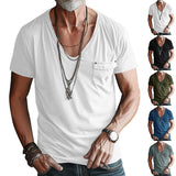 Retro Men's Short-Sleeved T-shirt Solid Color plus Size Casual Short-Sleeved T-shirt