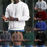 Riolio mens fall fashion Autumn and Winter New Cotton Sports Men's Solid Color Waffle round Neck Pullover Sweater Fashion