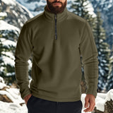 Autumn and Winter Men's Polar Fleece Half Zipper Stand Collar Long Sleeve Solid Color Sweater Size