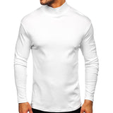 Men's Autumn and Winter Thickened Warm Long-Sleeved T-shirt Men's Bottoming Shirt Cotton Close-Fitting Half Turtleneck Men's