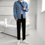 Riolio - BLUE BUTTON COLLAR JK - chill guy 90s fashion mens fashion