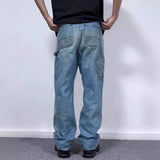 black men fashion urban New Washed Jeans Men's Cleanfit Workwear Loose Straight Logging Workwear Pants Men