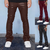 frat outfits Men's Leather Pants Fashionable Printed Mid-Waist Loose Casual Trousers Men's plus Size Hip Hop Pants