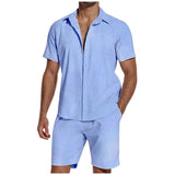 t shirt 2024 Spring and Summer New Men's Clothing Suit Short Sleeve Lapel Linen Shirt Men