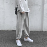 sweatpants outfit men Pants Men's Spring and Autumn Velvet Korean Style Fashionable Color Loose Cropped Casual Pants Hong Kong Style Ankle-Tied Drawstring Straight Pants