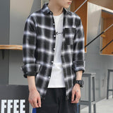 men fall outfits casual Colorful Plaid Couple Plaid Shirt Coat Long-Sleeved Shirt Youth Korean Casual Student Handsome Men's Shirt