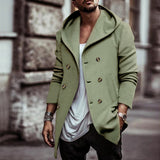 men’s fashion Autumn Men's Trench Coat Mid-Length Lapel Hooded Composite Space Cotton Double-Breasted Casual Trench Coat