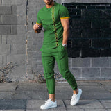 Men's Short-Sleeved Trousers Suit 3D Digital Personalized Ethnic Style Printed Fashionable Casual Tights