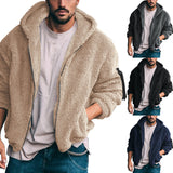 tailgate outfit Men's Winter Double-Sided Arctic Velvet Warm Hooded Zipper Casual Jacket Jacket