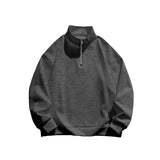 Autumn and Winter Men's Fleece-lined Sweater Stand Collar Half Zipper Long Sleeve European Size Men's Top