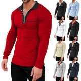 Riolio Men's plus Size Half Zipper Long-Sleeved T-shirt Men's Autumn and Winter Quick-Drying Polo Shirt